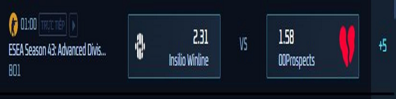Trận đấu giữa Insilio Winline vs 00 Prespects là một cuộc đối đầu kịch tính